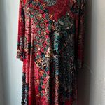 Honeyme  Red and Blue Floral Midi Dress Photo 0