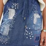 Anthropologie Pilcro NWT Blue Embroidered Frayed Hem Denim Mini Skirt Size Small Photo 0