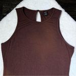 SheIn Brown Solid Ribbed Knit Unitard Romper Photo 2