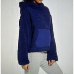 Zella  Cassie Navy Faux Shearling Sherpa Boxy Hoodie Sweatshirt Size L Photo 2
