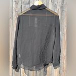ZARA  black chiffon tweed pockets long sleeve collar blouse NWT Photo 12