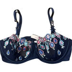 Victoria's Secret  Dream Angels Navy Floral Pushup Without Padding Bra 32D NWT Photo 0