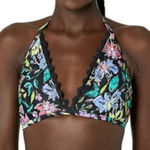 Coastal Blue  black floral bikini halter top Photo 0