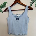 Caution to the Wind Blue Butterfly Crop Top Photo 0