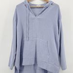 J.Jill  Pure Jill Gauze & Knit Hoodie V Neck Drawstring Pockets Periwinkle Large Photo 0