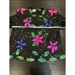 Vintage 1980’s “Sténay” Black Sequin & Beaded Blouse Floral Pattern Large Photo 7