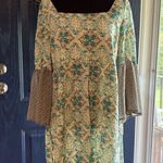 Altar'd State Green and Cream Sundress with Bell Sleeves size Small Photo 0