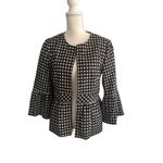Nanette Lepore  Black White Gibgham Plaid Peplum Blazer Jacket Size 14 Photo 9