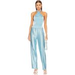 L’IDÉE NWT Le Salon Pant Summer Blue Pleated Satin Pants Size 8 Photo 3