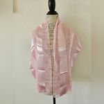 Striped Satin Sheer Light Pink Neck Scarf Photo 1
