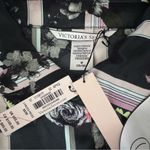 Victoria's Secret  Satin PJs Pajamas Black Floral Stripe Print VS Size Medium Photo 6
