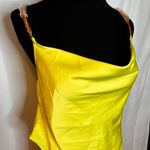 Rachel Zoe NWT Yellow Satin Cami Tank Rhinestone Straps Cropped SZ M Y2K Club Photo 1