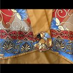 Silk Blend Asian style Cropped Jacket Royal Blue Gold Figures Sz L Red Size L Photo 1