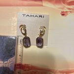 Tahari  Gold Earrings with Lavender Stone Photo 2