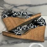 Toms  Women's Blue Black White Canvas Cork Wedge Comfort Sienna Sandals Sz 8.5 Photo 5