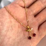 Cherry Pendant Necklace for Women Gold Photo 2