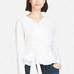 Uniqlo 2 set white purple/blue tie side blouse blouses xs Photo 2