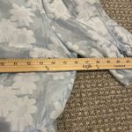 Topshop  Shirt Womens 8 Textured Baby Blue Floral Puff Sleeve Semi Sheer Blouse Photo 9