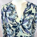 The Limited  blue and white abstract floral print vneck layered top size XS Photo 1