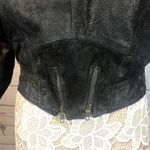 Vintage 80's leather Tiger Fox bomber black jacket large shoulders size medium Photo 9