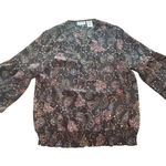 Blair Vintage Paisley Floral Blouse Black Top Casual Lightweight Women's Large Photo 0