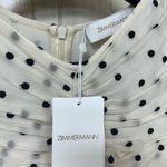 Zimmermann NWT  Concert Drawn Midi Dress White with Black Dots Embroidered Ruched Photo 2