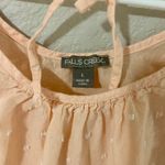 Falls Creek Peach Pink Swiss Dot Puff Sleeve Tie Front Women’s Blouse Top L Photo 2