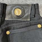 Vintage 90s Cache Womens 4 Black Denim Leather High Rise Straight Mom Jeans USA Photo 5