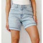 Vervet Loretta Light Wash High-Rise Midi Denim Shorts Photo 4