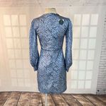 Soul of Mu NWT Blue Satin Long Sleeve Animal Print Mini Dress Size Small Photo 4