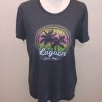 Lagoon grey beach scene palm tree short sleeve shirt Gray Size L Photo 0