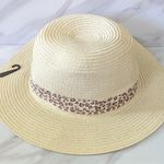 Jessica Simpson Animal Print Ribbon Straw Hat Photo 1