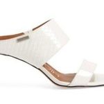 Calvin Klein Women's Cecily Embossed Leather Dress Sandals White Mules NEW Sz 11 Photo 0