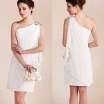 JJ's House Jj’s House One-Shoulder Mini Chiffon Wedding Dress Bead Cascading Ruffles 10 Photo 1