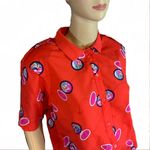 Diane Von Furstenberg VINTAGE 1990'S  TOMATO RED NOVELTY BLOUSE (M) Photo 8