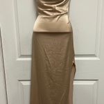 SheIn Curve Champagne Satin Cowl Neckline Maxi Split Dress Photo 1