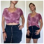 American Eagle  V Neck Top Purple Tie Dye Wine Pink Photo 1