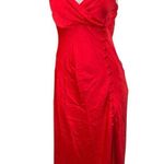 ZARA NEW Womens Red Silk Satin Sleeveless Cami Camisole Slip Midi Dress Size S Photo 2