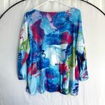 Ali Miles Multicolor Abstract 3/4 Sleeve Top XLP Artsy Lagenlook Embellished Blue Size undefined Photo 3