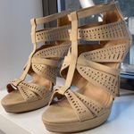 Apt. 9 Elegant Beige Strappy Women's Peep Toe Heels Photo 0