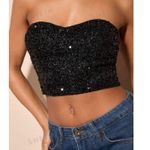 SheIn Sky Black Sequin Tube Top NWT! Photo 1