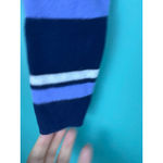 John Galt  Striped Button Front Cropped Sweater — Navy Blue Purple White — One Si Photo 3