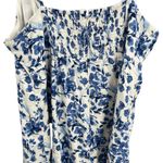 Abercrombie & Fitch  Babydoll Dress Blue Floral Linen Blend Smocked Back Size XXL Photo 3