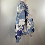 Patchwork Bomber Jacket by Tangibles Blue Cotton Florals Gingham Size M Photo 4