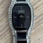 Citizen Eco-Drive Ladies Watch Crystals Black Dial and Bracelet Solar Powered Photo 0