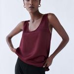 ZARA NWT Satin Silky Camisole Top Blouse Large Burgundy/ Wine Photo 0