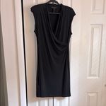 BCBGMAXAZRIA Sexy! Black Faux wrap Midi Dress size Medium LBD Little Black Dress Photo 1