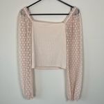 Lush Clothing Lush Cream Colored Cropped Top With Polka Dot Lace Sleeves Size Small (G10) Photo 1