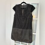 J.Crew Black & Nude Triple Eyelet Crochet Mesh Shift Dress Size Medium M Photo 3