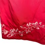 Anthropologie OILILY Red With Floral White Embroidered Cotton Skirt Size 38 Photo 3